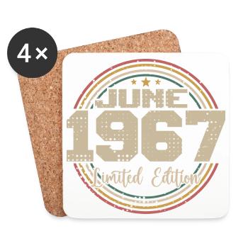Né en June 1967 Anniversaire 11967 Juin 1967 Juin - Dessous de verre (lot de 4) - blanc - Devant