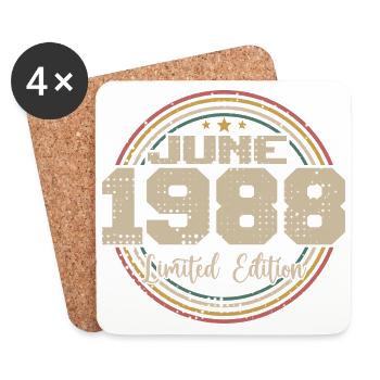 Born in June 1988 Birthday 11988 June 1988 June - Coasters (set of 4) - white - Front