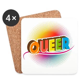 Bright Queer Typography Pride Month LGBTQ - Coasters (set of 4) - white - Front