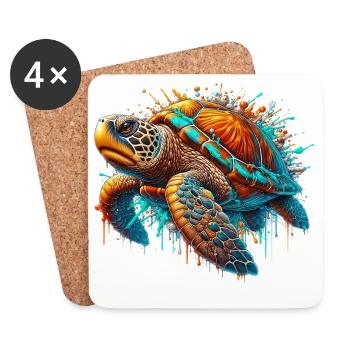 Tortue - Dessous de verre (lot de 4) - blanc - Devant