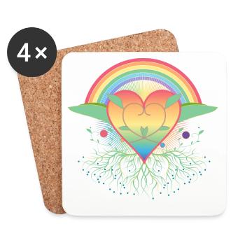 Regenbogen Herz mit Wurzeln für die Pride - Untersetzer (4er-Set) - Weiß - Vorne