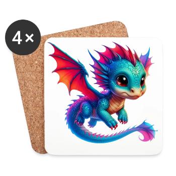 Dragon - Dessous de verre (lot de 4) - blanc - Devant