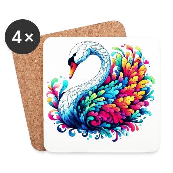 Schwan - Untersetzer (4er-Set) - Weiß - Vorne