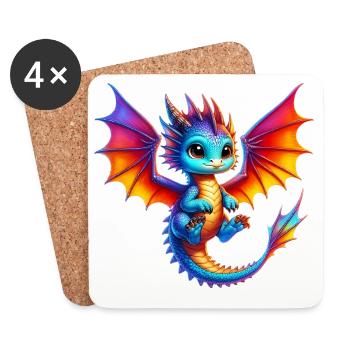 Dragon - Dessous de verre (lot de 4) - blanc - Devant
