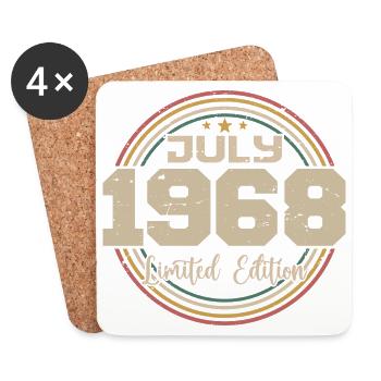 1968 Anniversaire Juillet 1968 Cadeau Juillet 1968 - Dessous de verre (lot de 4) - blanc - Devant
