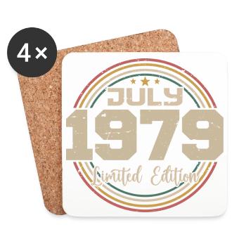 1979 Anniversaire Juillet 1979 Cadeau Juillet 1979 - Dessous de verre (lot de 4) - blanc - Devant