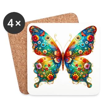Schmetterling - Untersetzer (4er-Set) - Weiß - Vorne