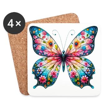 Schmetterling - Untersetzer (4er-Set) - Weiß - Vorne
