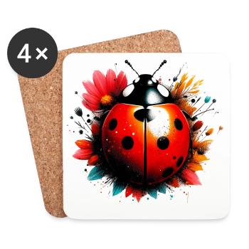 Coccinelle - Dessous de verre (lot de 4) - blanc - Devant
