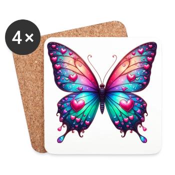 Schmetterling Herz Herzen Herzen Herz - Untersetzer (4er-Set) - Weiß - Vorne