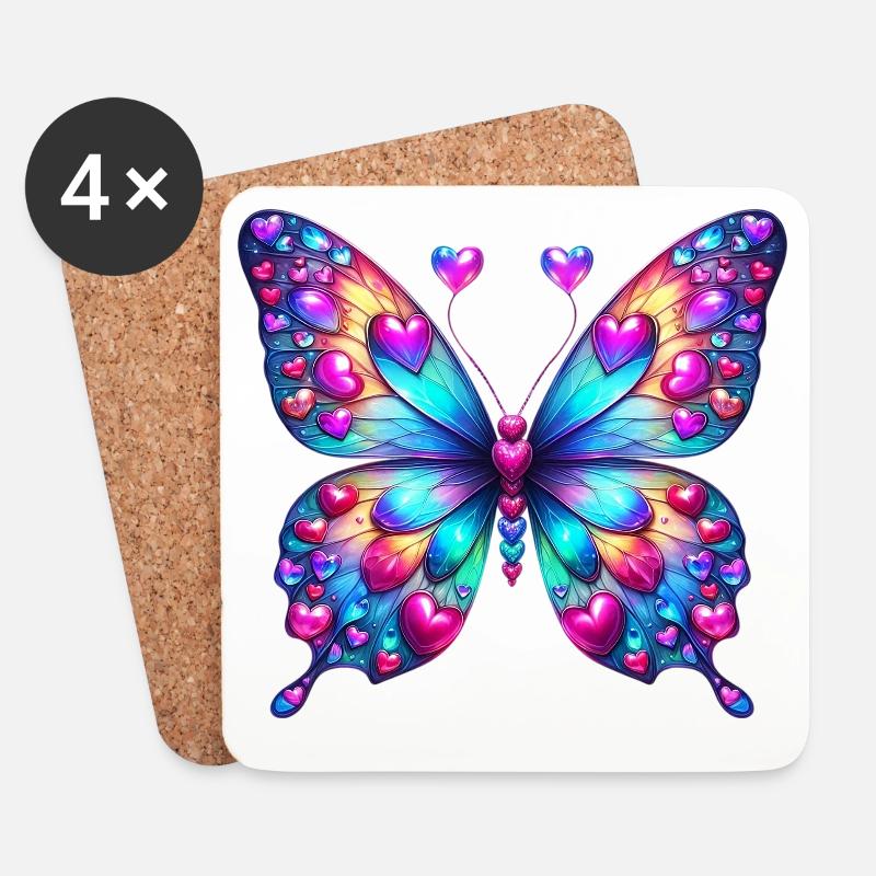 Schmetterling Herz Herzen Herzen Herz - Untersetzer (4er-Set) - Weiß