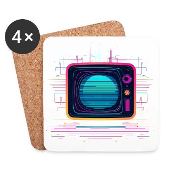 TV 80er Jahre Look - Untersetzer (4er-Set) - Weiß - Vorne