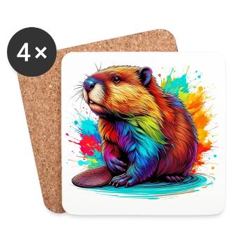 Castor - Dessous de verre (lot de 4) - blanc - Devant