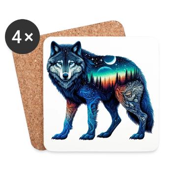 Wolf - Coasters (set of 4) - white - Front