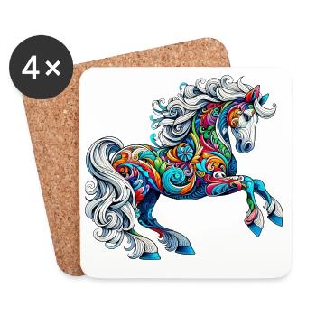 Cheval - Dessous de verre (lot de 4) - blanc - Devant
