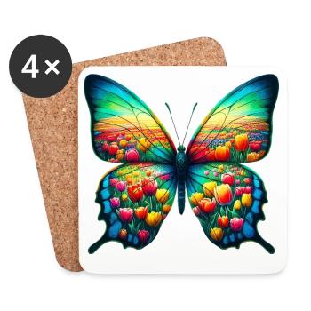 Butterfly tulip tulips Holland - Coasters (set of 4) - white - Front