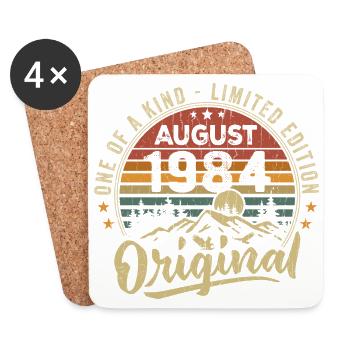 August 1984 Geburtstagsgeschenk 1984 Legenden August - Untersetzer (4er-Set) - Weiß - Vorne