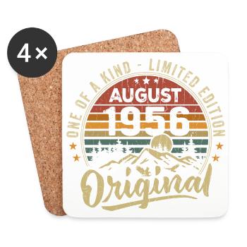 Août 1956 Cadeau Anniversaire 1956 Légendes Août - Dessous de verre (lot de 4) - blanc - Devant