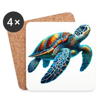 Tortue - Dessous de verre (lot de 4) - blanc - Devant