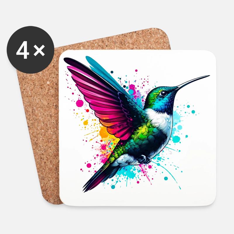 Kolibri - Untersetzer (4er-Set) - Weiß