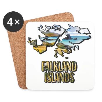 Watercolor Map Falkland Islands - Coasters (set of 4) - white - Front
