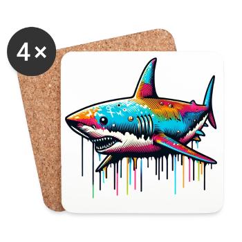 Requin - Dessous de verre (lot de 4) - blanc - Devant