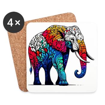 Elefant - Untersetzer (4er-Set) - Weiß - Vorne