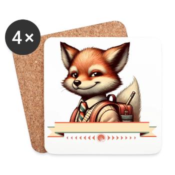 Starting school in style: Fuchs for school beginners - Coasters (set of 4) - white - Front