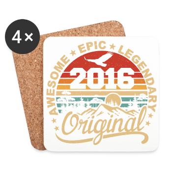 Original 2016 Retro 2016 Geburtstagsgeschenk 2016 - Untersetzer (4er-Set) - Weiß - Vorne