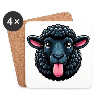 Rebellious family black sheep makes tongue - Coasters (set of 4) - white - Front