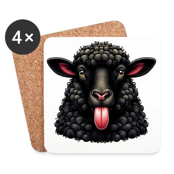 Rebellious family black sheep makes tongue - Coasters (set of 4) - white - Front