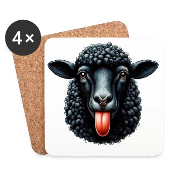 Rebellious family black sheep makes tongue - Coasters (set of 4) - white - Front