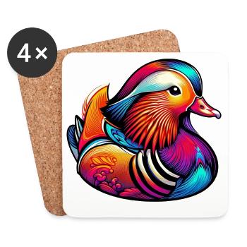 Canard mandarin - Dessous de verre (lot de 4) - blanc - Devant