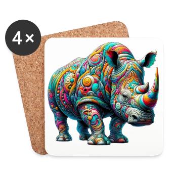 Nashorn - Untersetzer (4er-Set) - Weiß - Vorne