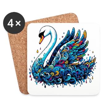 Cygne - Dessous de verre (lot de 4) - blanc - Devant