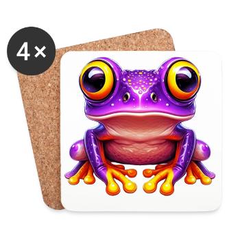 Grenouille - Dessous de verre (lot de 4) - blanc - Devant