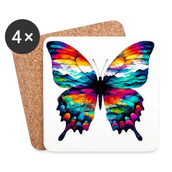 Schmetterling - Untersetzer (4er-Set) - Weiß - Vorne