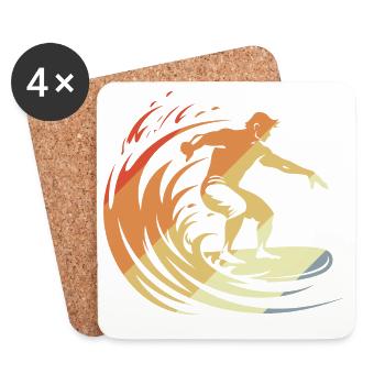 Retro Surfer - Untersetzer (4er-Set) - Weiß - Vorne