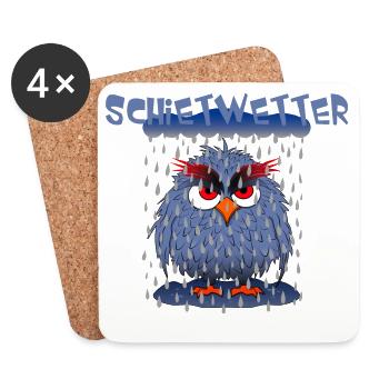 Eule Schietwetter - Untersetzer (4er-Set) - Weiß - Vorne