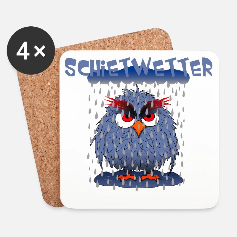 Eule Schietwetter - Untersetzer (4er-Set) - Weiß