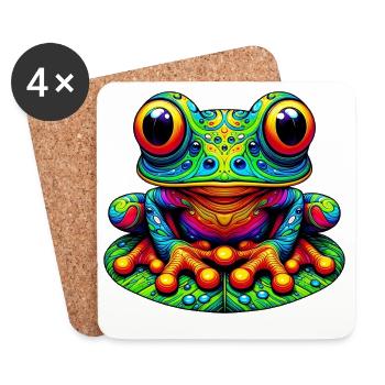 Grenouille - Dessous de verre (lot de 4) - blanc - Devant