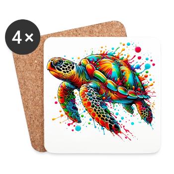 Tortue - Dessous de verre (lot de 4) - blanc - Devant