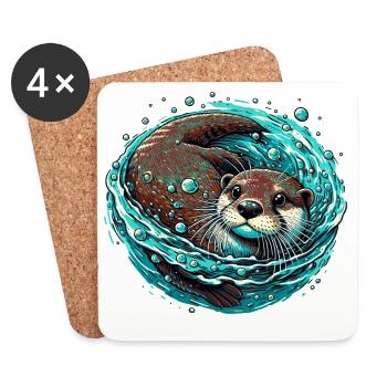 Otter - Coasters (set of 4) - white - Front