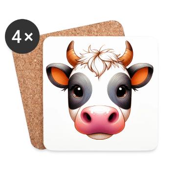 Vache - Dessous de verre (lot de 4) - blanc - Devant