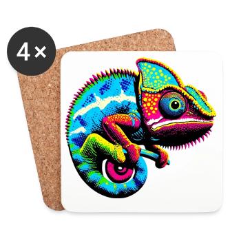 Caméléon - Dessous de verre (lot de 4) - blanc - Devant