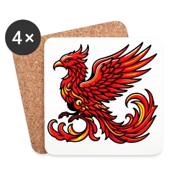 Phénix rouge - Dessous de verre (lot de 4) - blanc - Devant