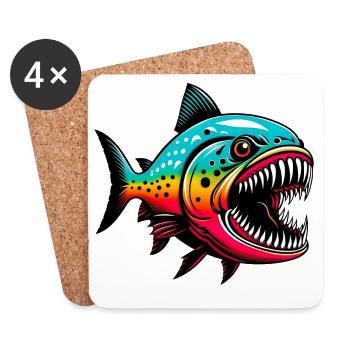 Piranha - Coasters (set of 4) - white - Front