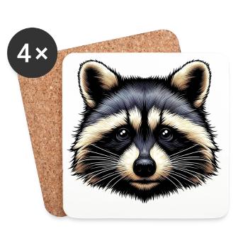 Waschbär - Untersetzer (4er-Set) - Weiß - Vorne