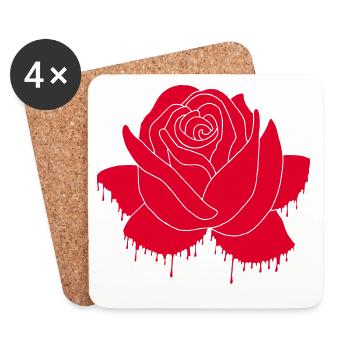 Graffiti einer roten Rose - Untersetzer (4er-Set) - Weiß - Vorne