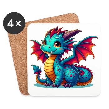 Drache - Untersetzer (4er-Set) - Weiß - Vorne